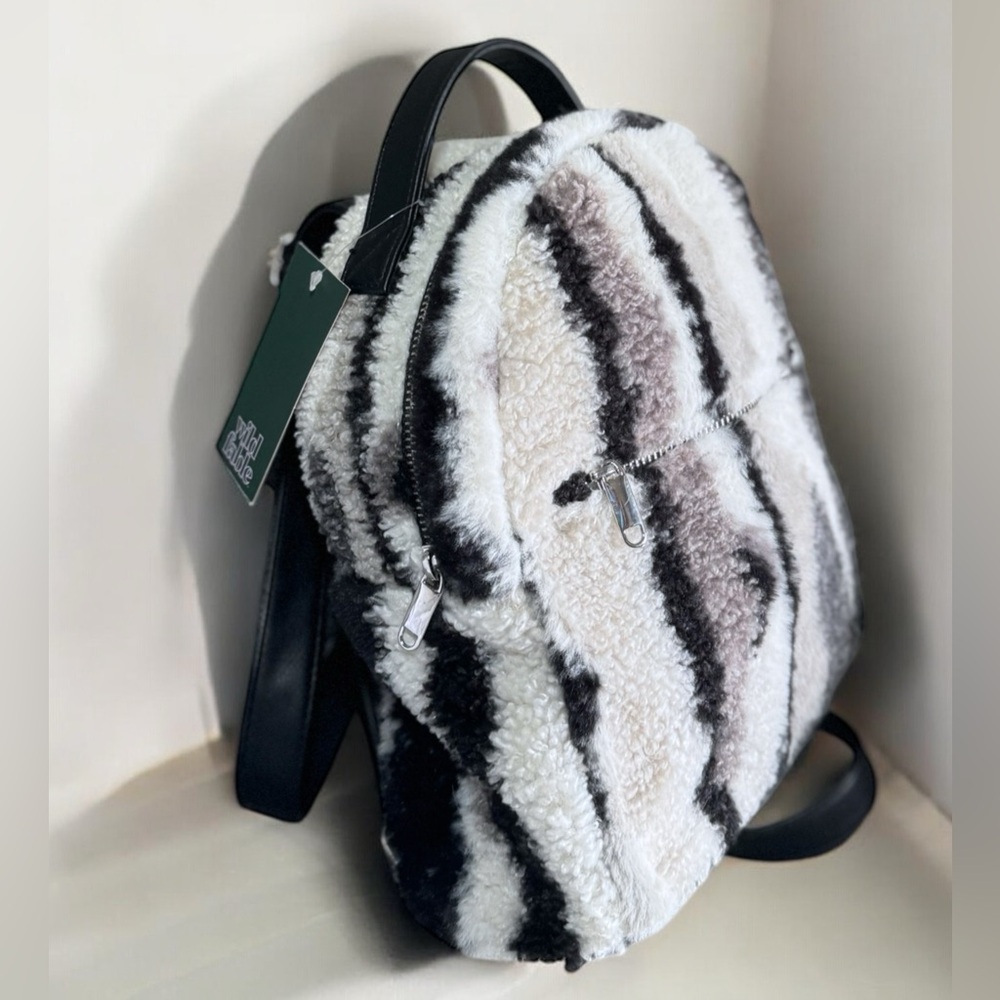 Wild Fable New Small Sherpa Striped Fuzzy Backpack